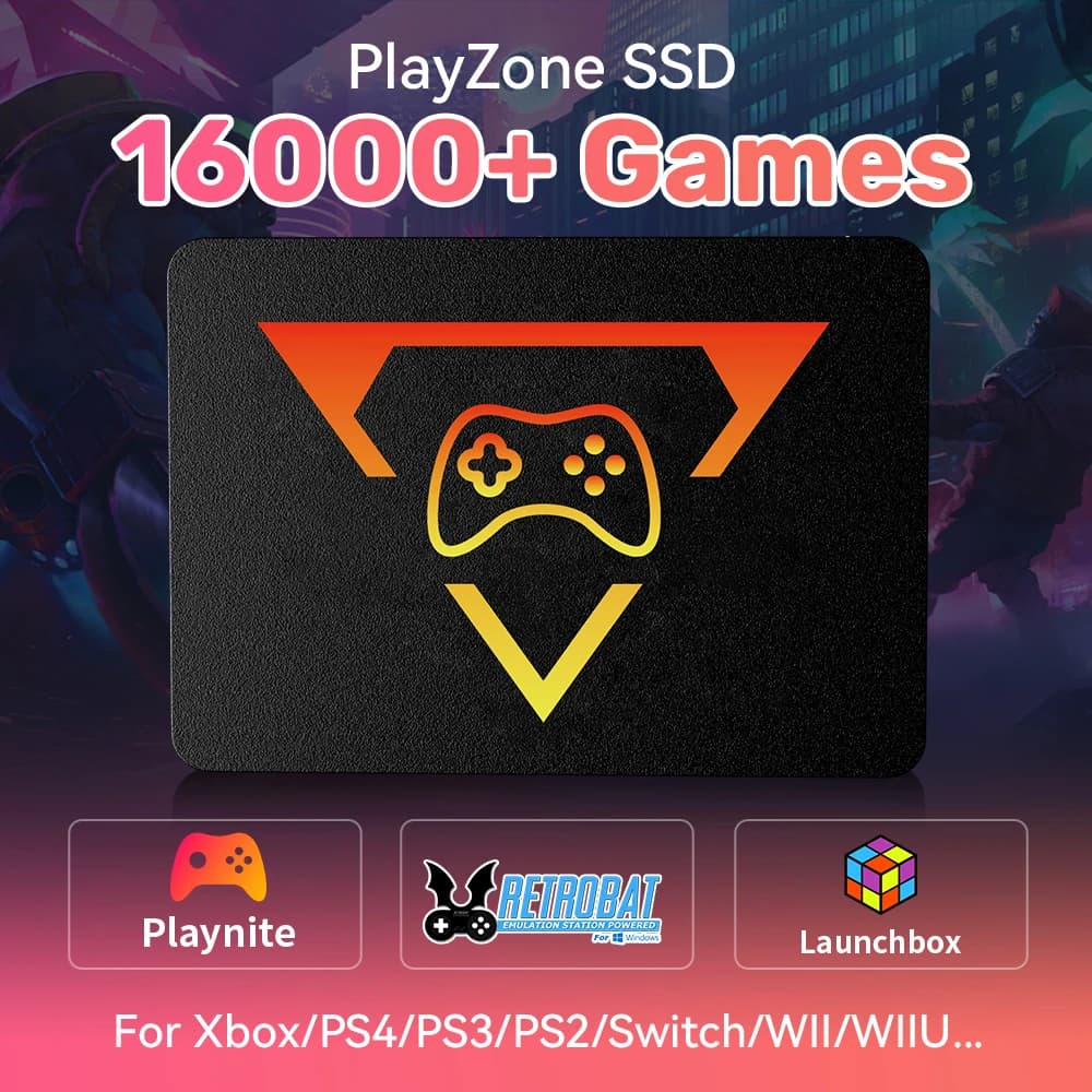 PlayZone 1TB Emulatore Esterno Gioco SSD Incorporato 16000 Giochi Retro e AAA Disco Rigido di Gioco Portatile Per Xbox/Switch/PS4/PS3/NGC/WII