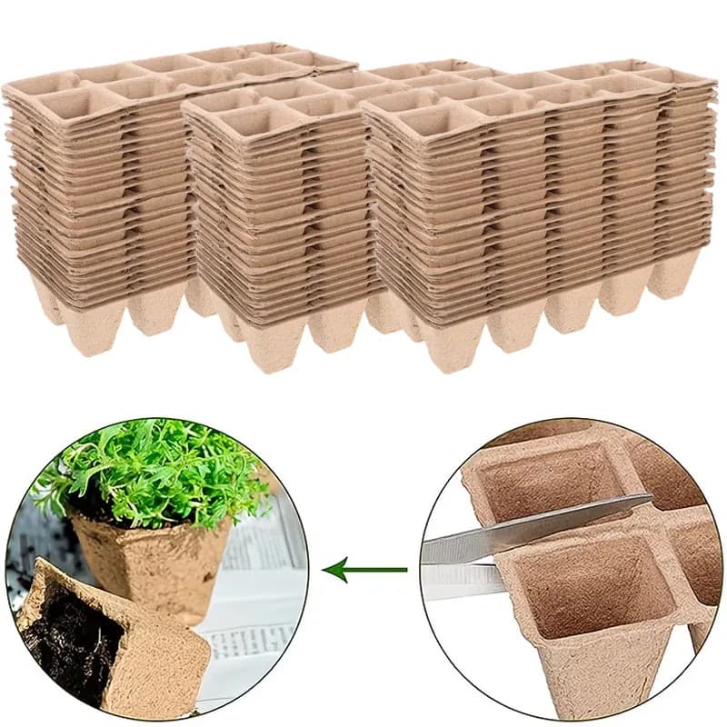 20/40 Ecological Biodegradable Vase Parts for Semina, Square Trays for Home Garden Plants, Vegetable Growing and Flowers