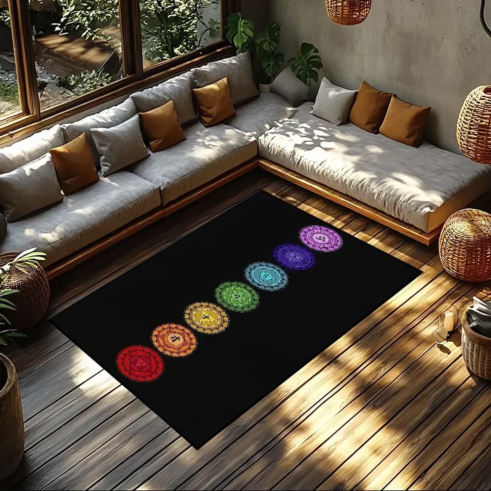 small Carpet Bohemia Carpet Area Decorations for the house Bedroom yoga Rainbow Chakra Mat Mandala Corridor Balcony Carpet Zerbino Entrance