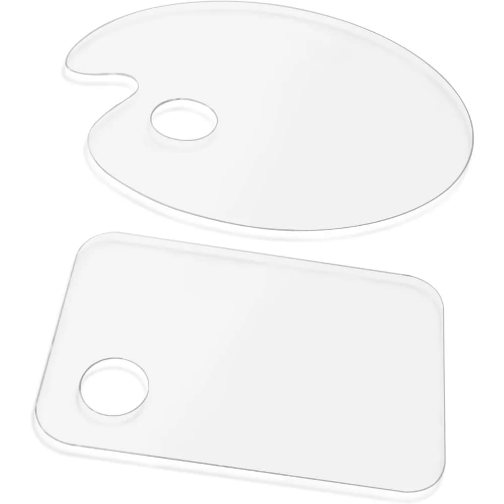 Acrylic Paint Palette Set, 2 Pack Clear Paint Trays with Smooth Surface for Oil, Watercolor, Art, Craft, and Home Decoration
