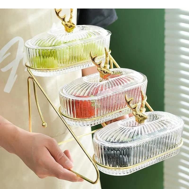 Semplice scatola di immagazzinaggio in vetro Piatto per scatole di snack per caramelle di frutta secca per uso domestico
