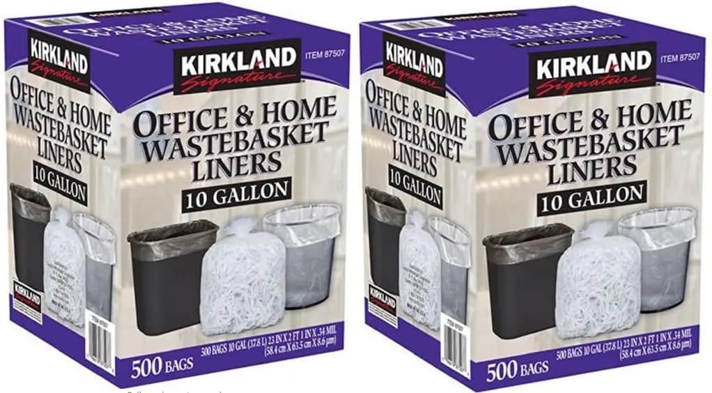 Sacchetti per la Spazzatura Kirkland Signature Made in USA, 10 Galloni, Trasparenti, per Cestini dei Rifiuti, Confezione da 500