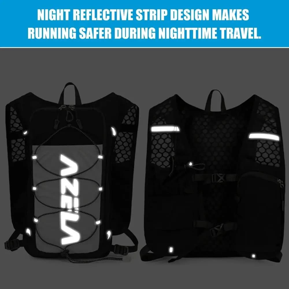 Light running backpack vest with phone support, adjustable shoulder strap, hydration bag, reflective water bladder bag