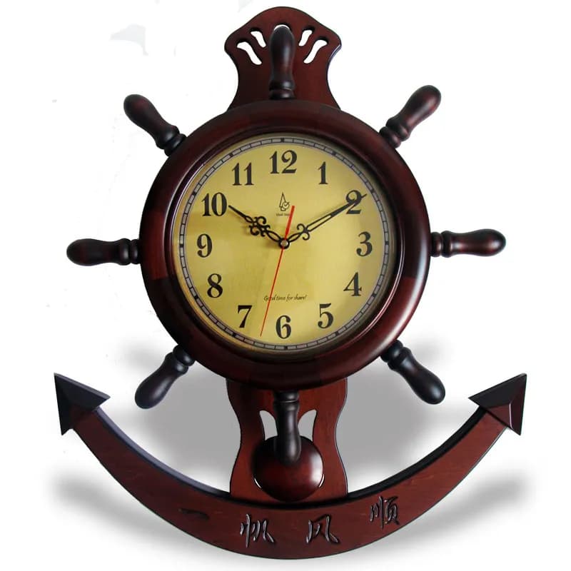 Orologio da parete silenzioso in legno Helmsman, orologio a pendolo da soggiorno, orologio musicale cinese.