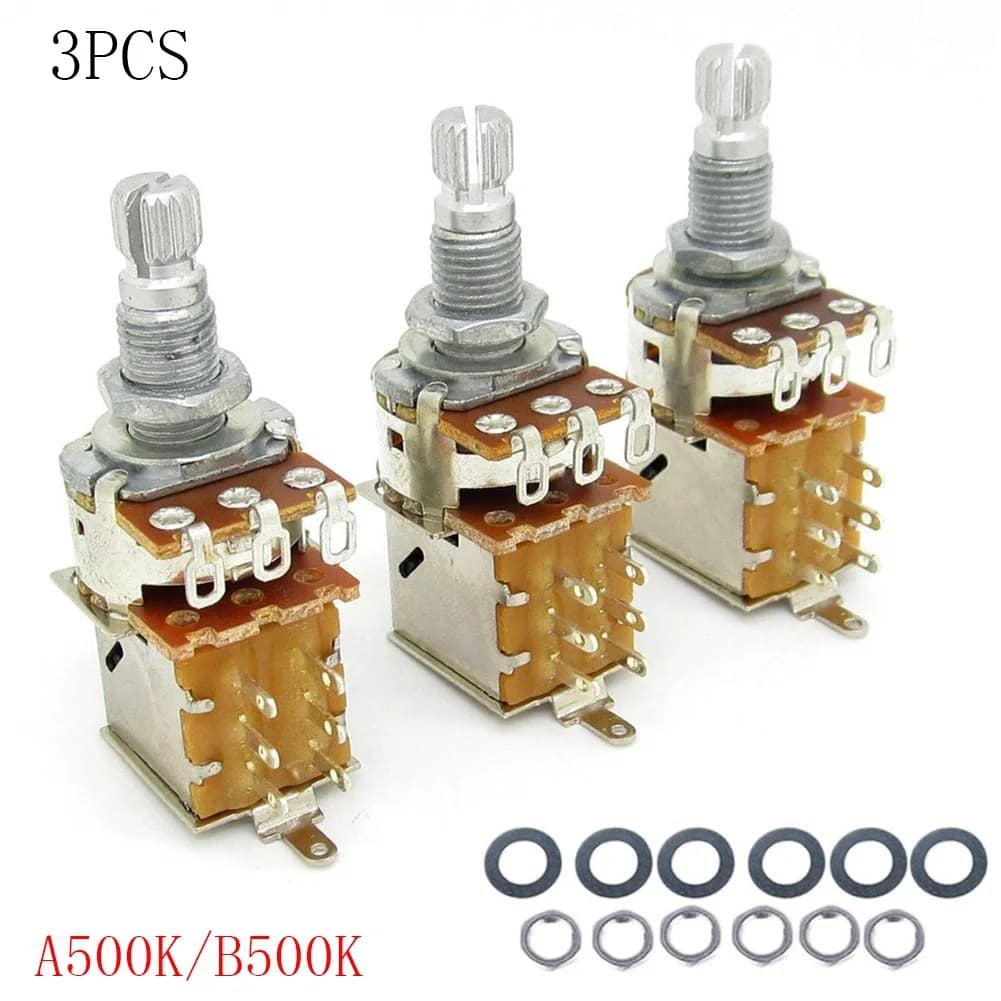 3 Pack A500K B500K Potentiometer Electric Guitar Volume Switch A500K B500K Push Pull guitar picks guitar accessories