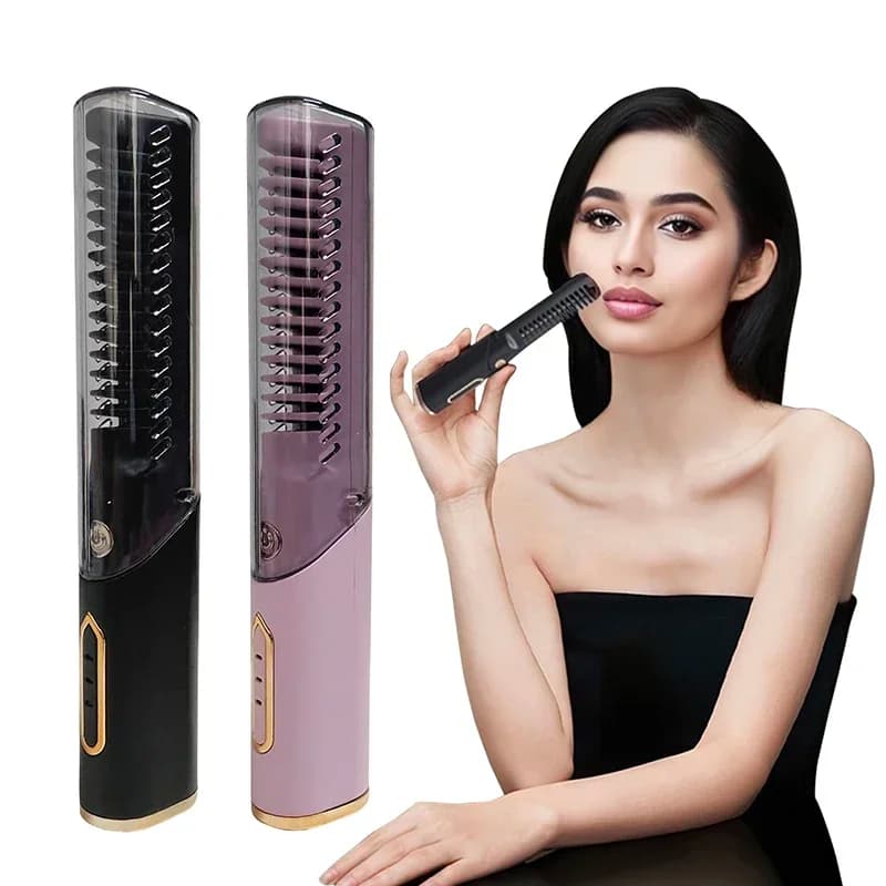 Portable Wireless Electric Hair Plate Heater Hair Plate 2 IN 1 Home Travel Womem Hair Comb Straight Hair Antiscott