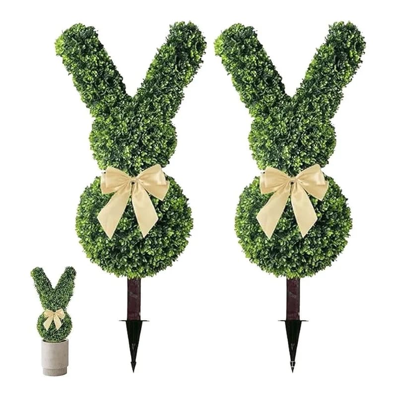 Artificial rabbit in potted shell, modern rabbit-shaped ornament for living room, office and decoration for shelves