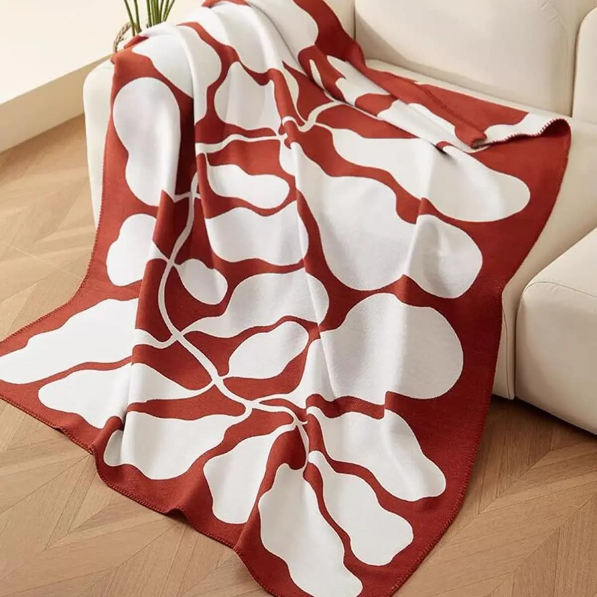 Nordic Abstract Pattern Shawl Wrap Blanket Skin-Friendly Acrylic Travel Lap Cover Sofa Bed Decor Blanket With Fine Stitch