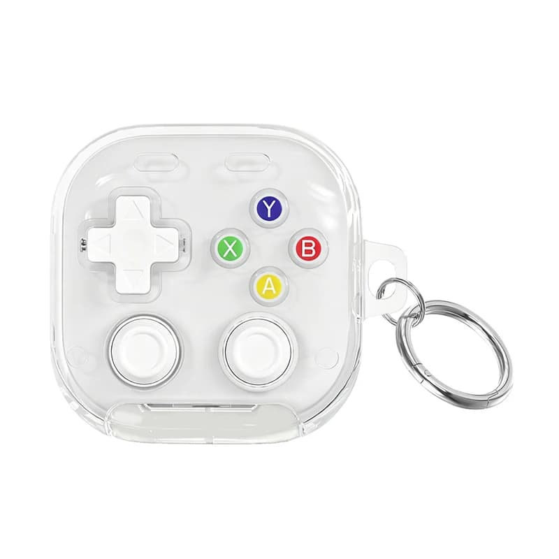 Gamepad Case for Samsung Galaxy Buds 4/4Pro Transparent Cover Shockproof Anti-Drop Wireless Earphone Protective Shell Keychain