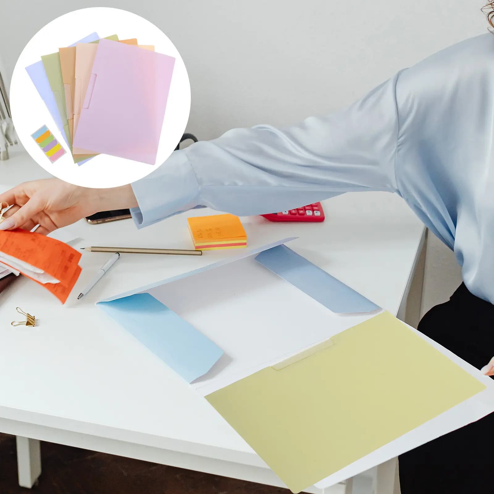 Set di 5 Cartelle Portadocumenti A4 Girevoli con Apertura Laterale in PP, Organizzatore per Documenti per Scuola, Ufficio, Presentazioni, Report, Curriculum, Portfolio