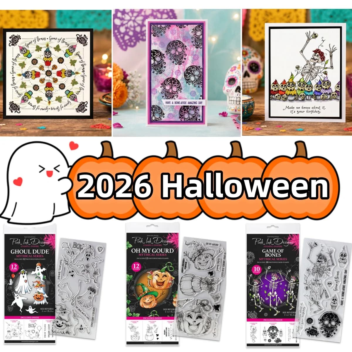 Halloween 2026 New Realease Game of Bones and Ghoul Dude Clear Stamps for DIY Making Card Scrapbook Embossed Craft Decoration