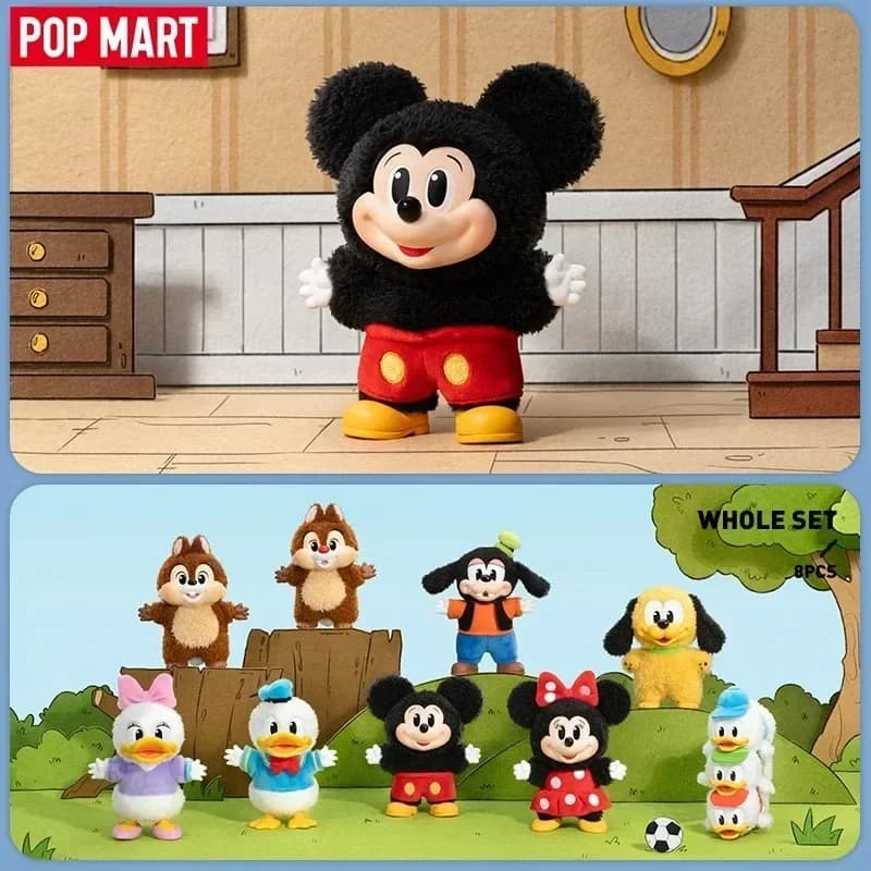 POP MART Serie di portachiavi della famiglia di Topolino - Simpatica figura anime scatola cieca bambola giocattolo misteriosa per la decorazione del desktop