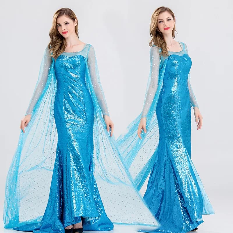 Costume da spettacolo per adulti Frozen di Halloween, costume da principessa Elsa