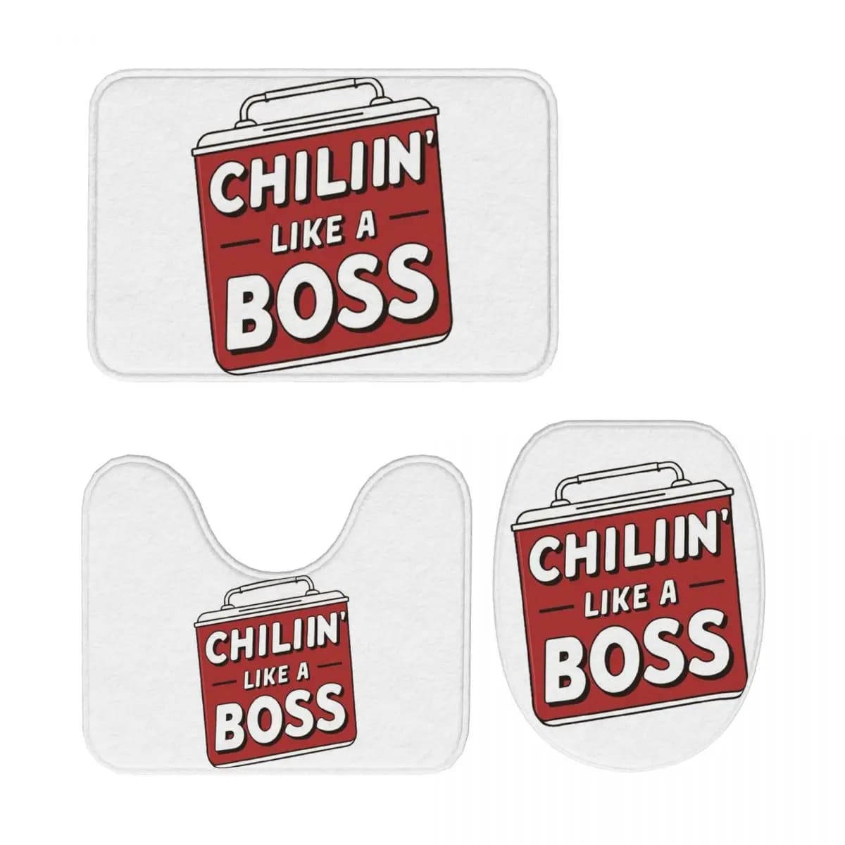 Chillin Like A Boss Tappetino da bagno 3 pezzi Set da bagno Copri coperchio per WC Decorazioni per la casa Tappeto antiscivolo