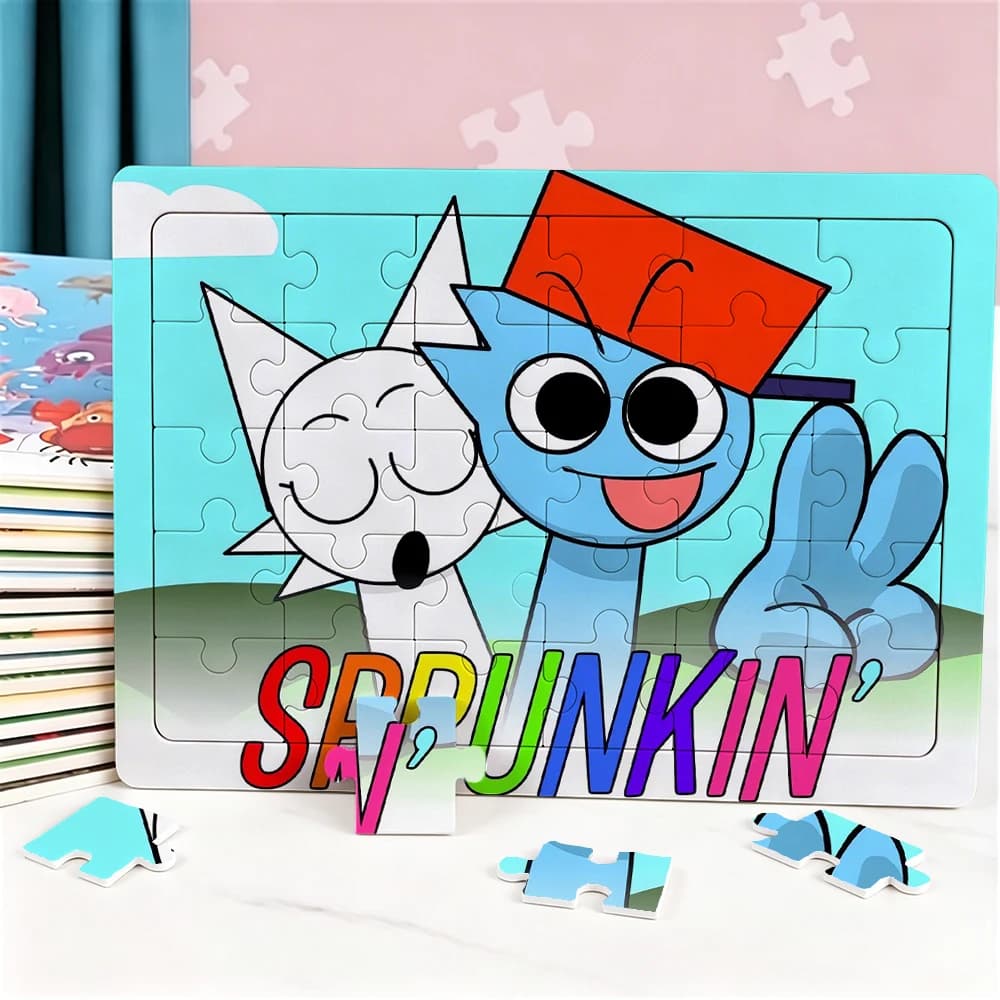 30pcs Sprunki Puzzle Kawaii CartoonCharacter Print Puzzle Family Birthday Party Puzzles Educational Learning Toys Birthday Gift