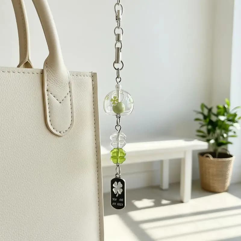 Clear Aesthetic Wind Chime Keychain Smooth Surface Acrylic Bag Pendant Phone Lanyard for Window Home Decor Accessory