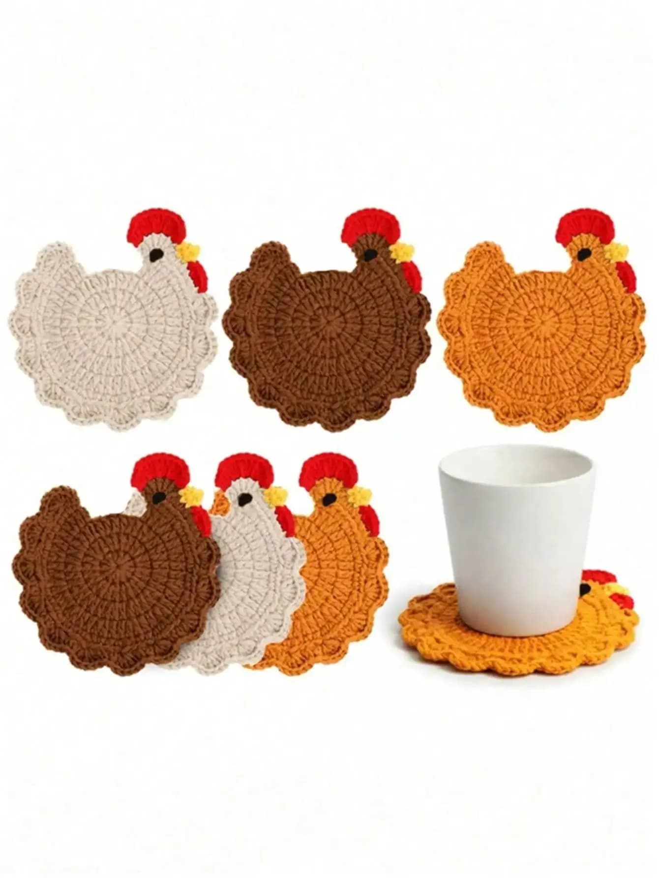 1pc Handmade Crochet Cartoon Chick Cup Mat, Heat Insulation Pad, Anti-Scald Coffee/Beverage/Tea Cup Coaster, Cute Office Desk Accessory, Home Decor