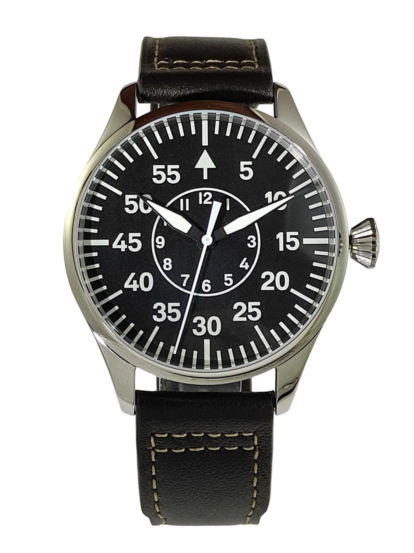 Orologio da uomo al quarzo Vakuy da 40 mm, stile pilota, movimento giapponese VH31, lancetta dei secondi scorrevole, luminoso, senza data, a tre lancette, impermeabile