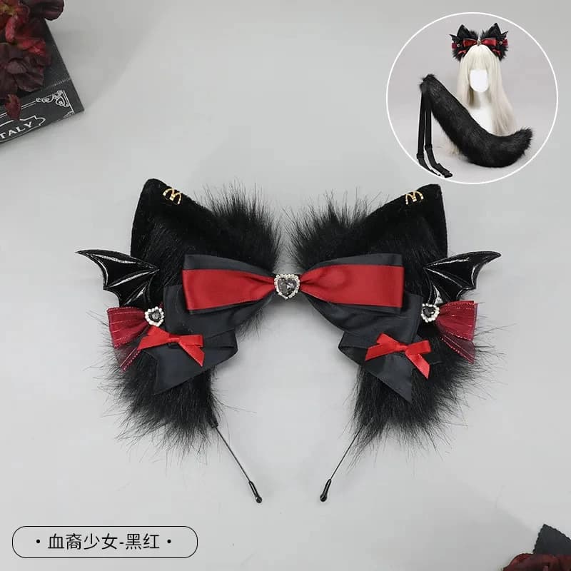Fascia per capelli con orecchie da lupo in peluche per cosplay, performance Harajuku, carnevale, feste e anime