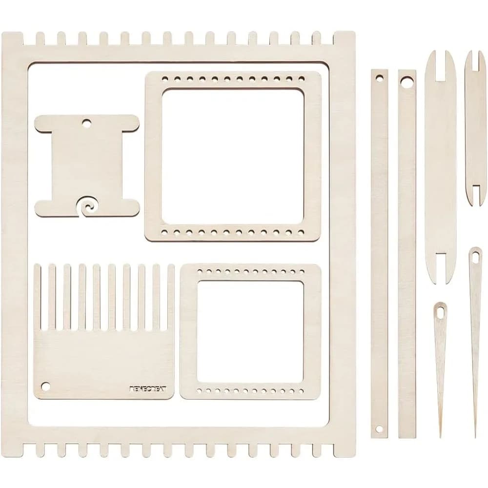 11 Pcs Wood Weaving Loom Kit Weaving Tools with Wooden Weaving Shuttle Wooden Weaving Crochet Needle and Weaving Comb