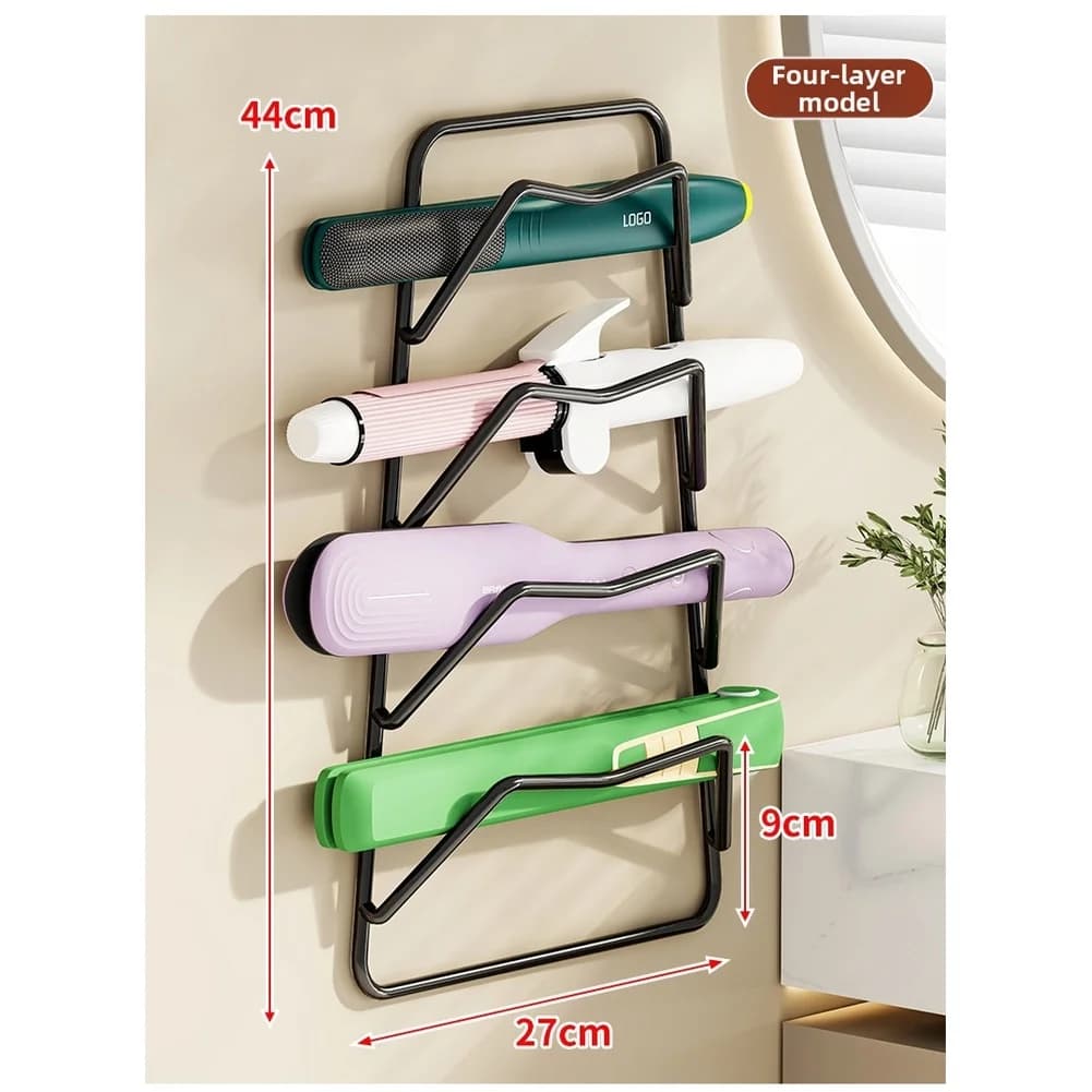 Rack for Organizing Hair Tools Like For Curling Iron and Straightener with Secure Wall Mount for Bathroom Area