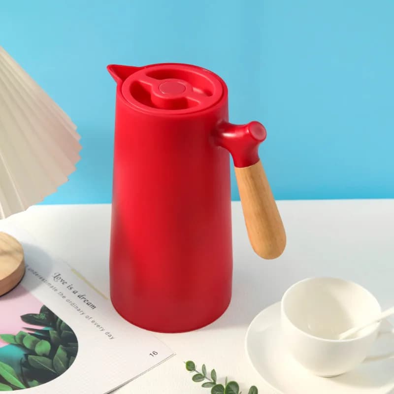 Large Capacity Insulated Kettle Wooden Handle Household Hot Water Bottle Thermal Coffee Tea Pot