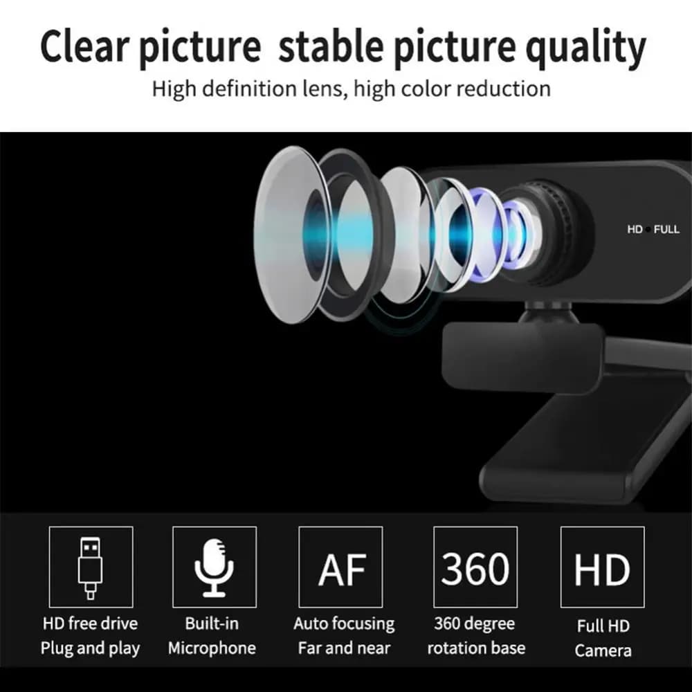 NEW Web camera with automatic focus 2K Plug and Play Webcam HD 1080P Microphone Built-in USB Camera Streaming Live