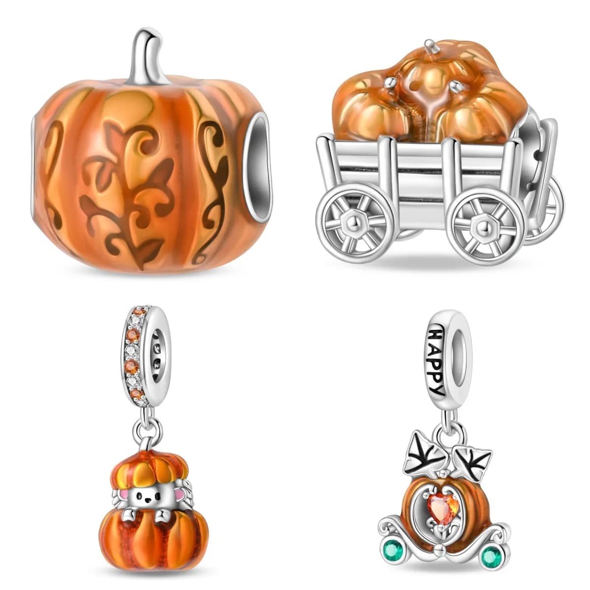 Ciondoli a forma di zucca arancione placcati argento, compatibili con braccialetti originali, ciondoli per borse e portachiavi, ciondoli pendenti fai da te, regalo di gioielli da donna