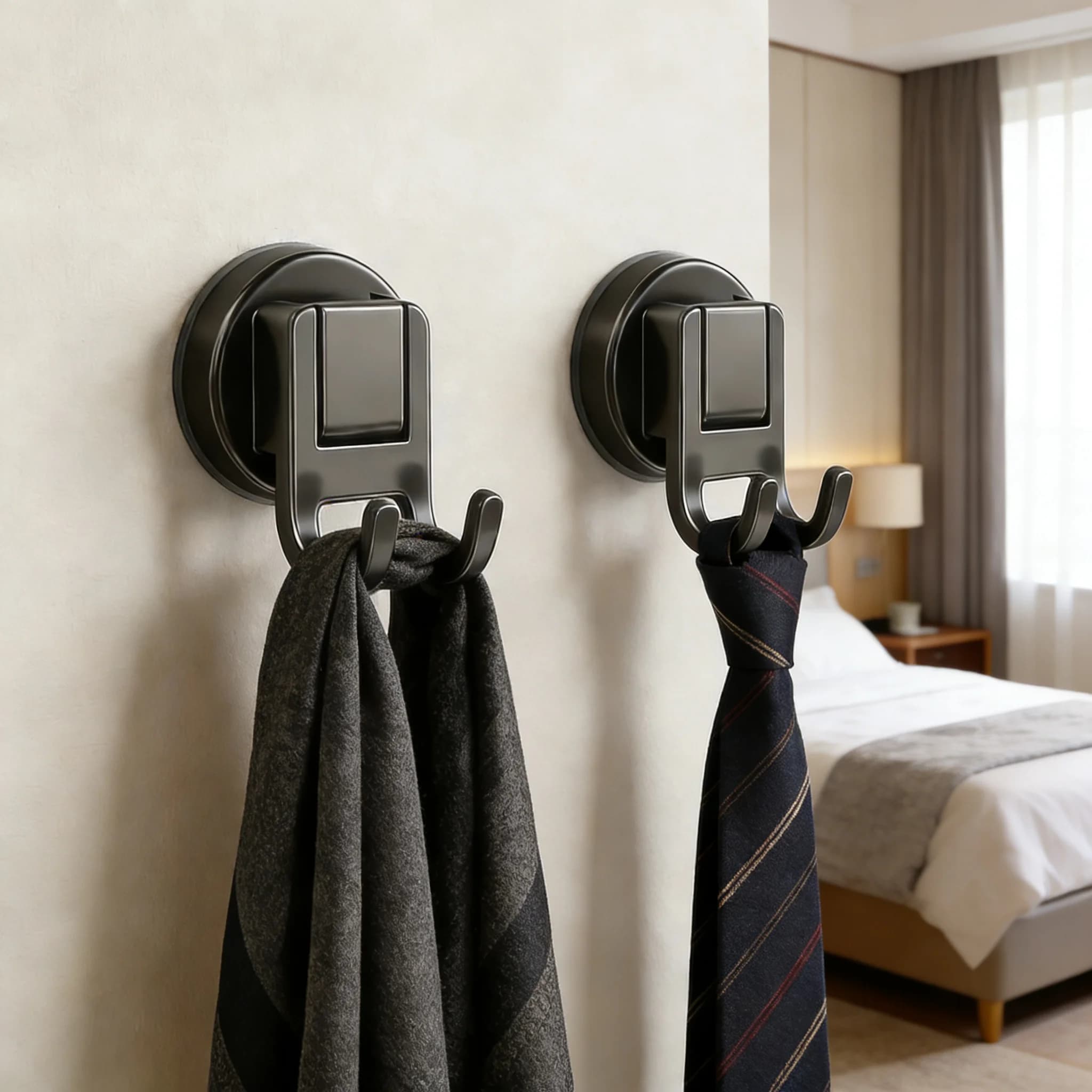 Ganci Doppi in Acciaio al Carbonio con Forte Aspirazione, Design Rimovibile per Asciugamani, Borse, Zaini, Adatti per Bagno, Ufficio, Cucina