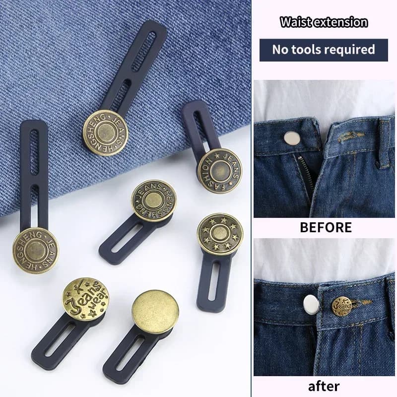 Button extenders for jeans and trousers: universal waist expander for women and men, instant solution for belt extension
