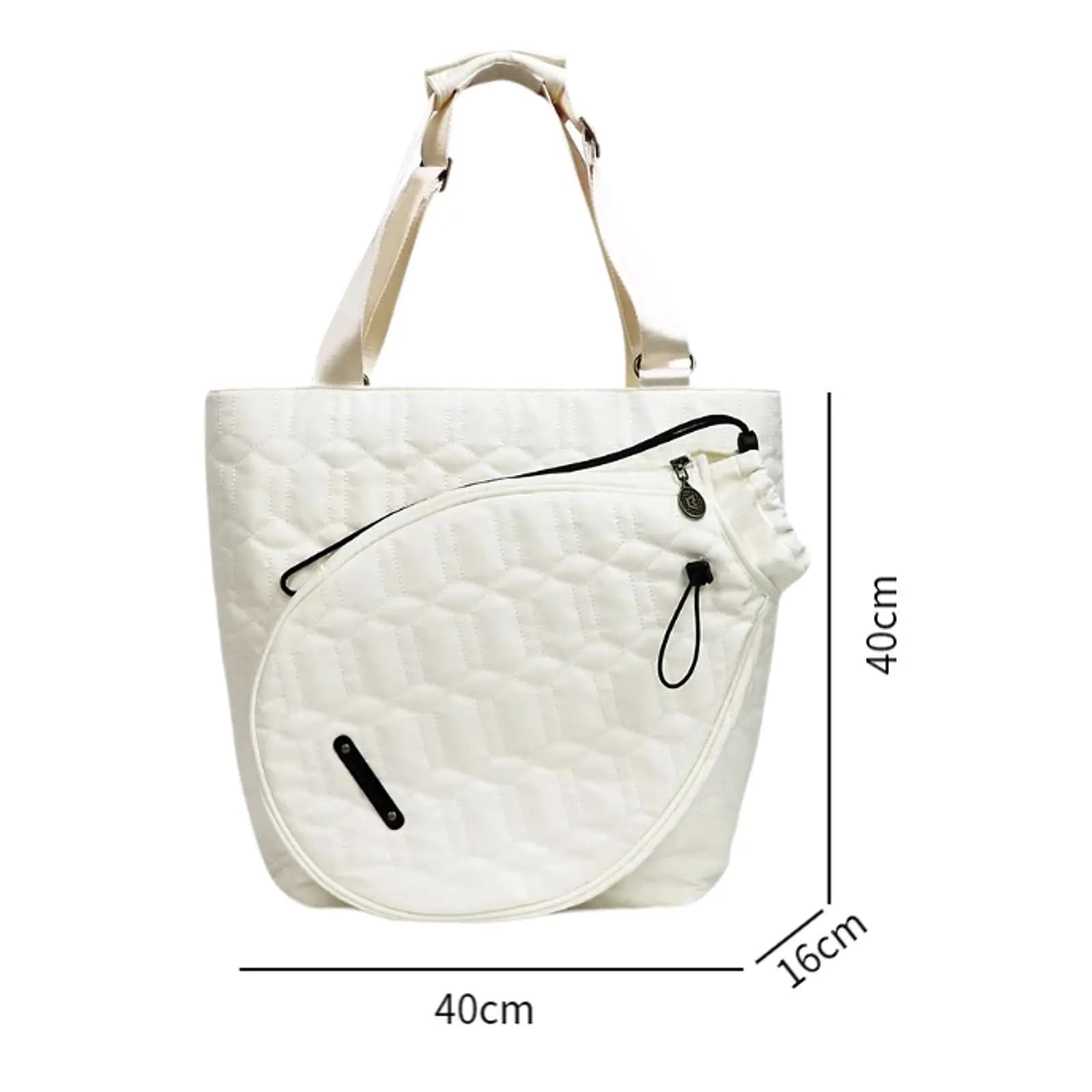 Borsa Organizer Multifunzione per Racchette da Tennis, Borsa Bianca per Attrezzatura e Racchette da Tennis, Porta Racchette per Donne