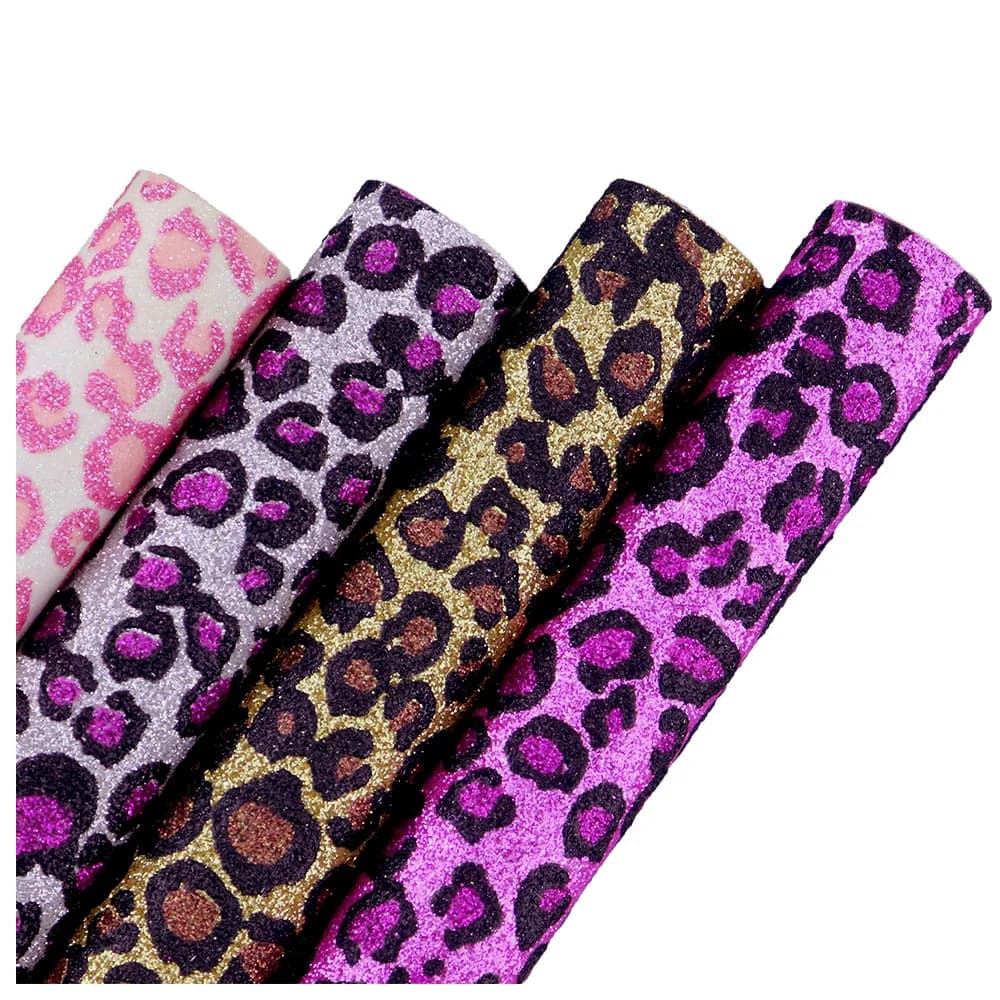 30x134cm rotolo Leopard Fine Glitter tessuto ecopelle materiale per borse archi orecchino fai da te Sawing Decoratin AY137