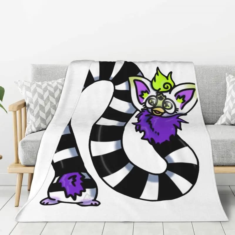 Custom Cartoon Animal Robot Furbys Blanket Warm Fleece Soft Flannel Throw Blankets for Bedding Sofa Outdoor Autumn