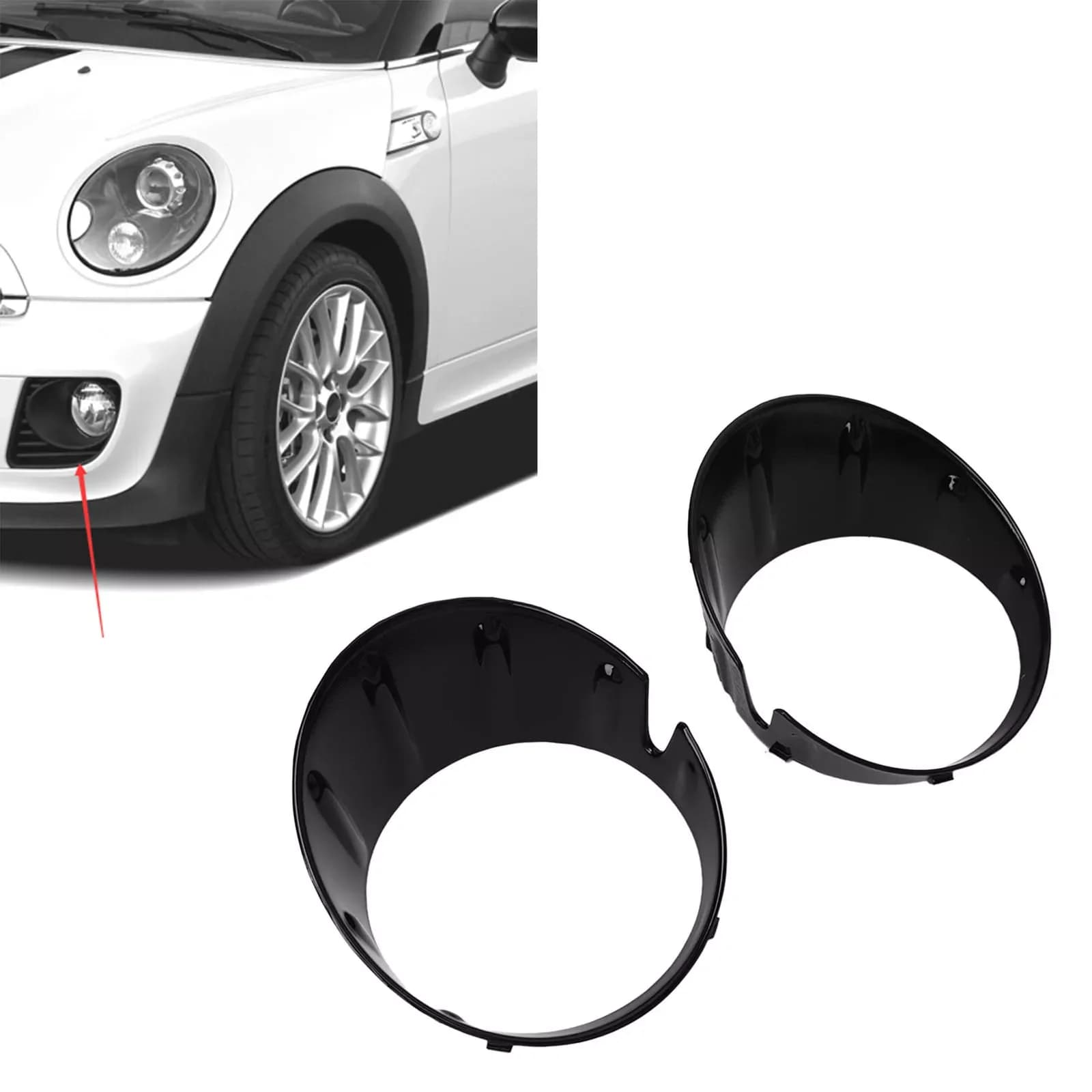Anello di rivestimento fendinebbia nero per copertura fendinebbia anteriore per MINI Cooper R55 R56 R57 R58 R59 51117248791 51117248792 Accessori per auto