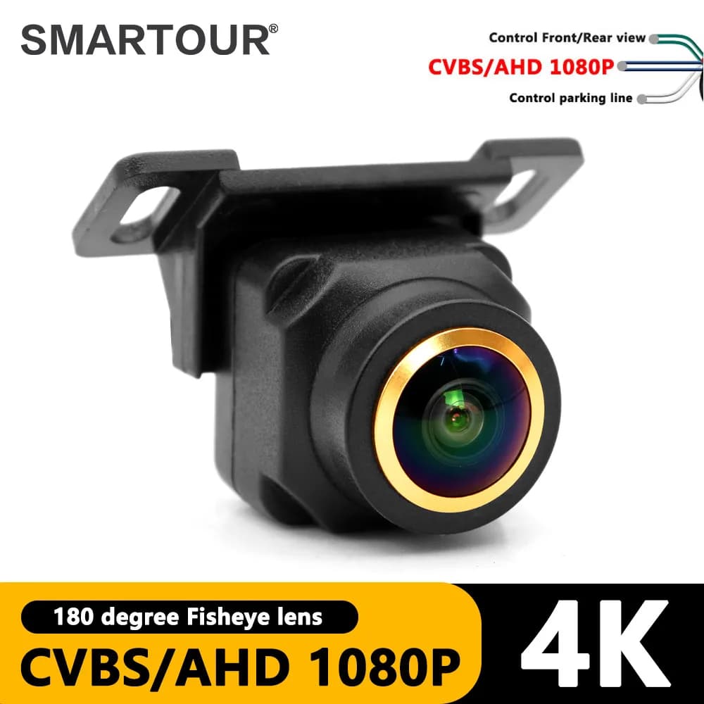 Smartour HD Telecamera per vista laterale anteriore posteriore per veicolo CCD Obiettivo FishEye Visione notturna Telecamera per retromarcia per auto universale impermeabile