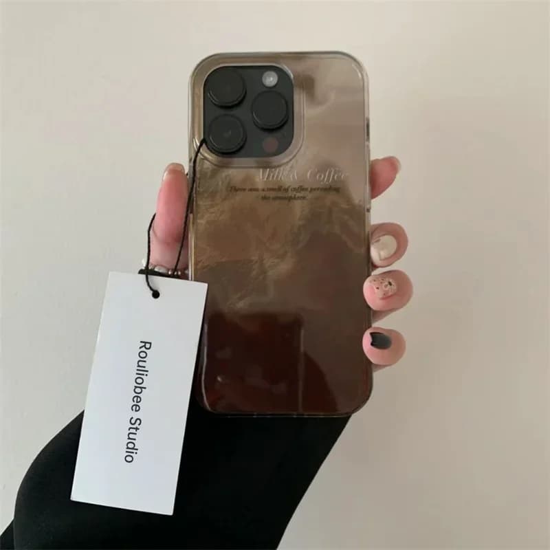 Luxury Coffee Color Blending Gradient Phone Case for iPhone 16 17 15 14 13 12 11 Pro Max 7 8 Plus X XR XS Shockproof Hard Cover