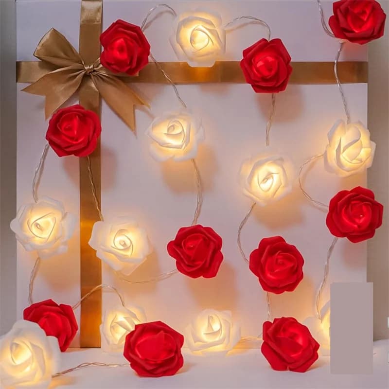 Luci a Corda con 20 Rose LED da 3m, Decorazione per Matrimoni, Interni e Giardini, Illuminazione Ambientale Notturna per Feste e Festival