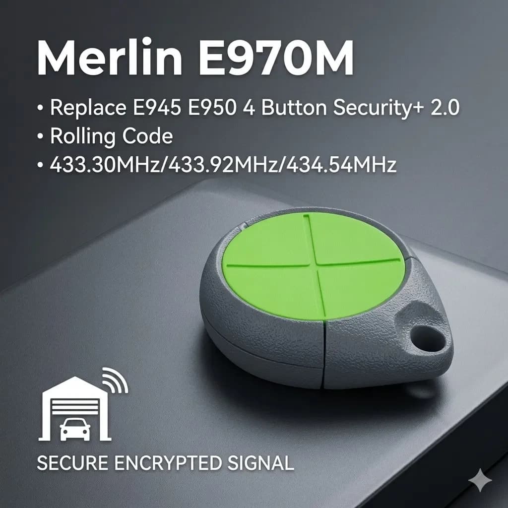 For Merlin E970M Garage Door Opener Remote E945 E950 4 Button Security+ 2.0 Roller Gate Operator Rolling Code