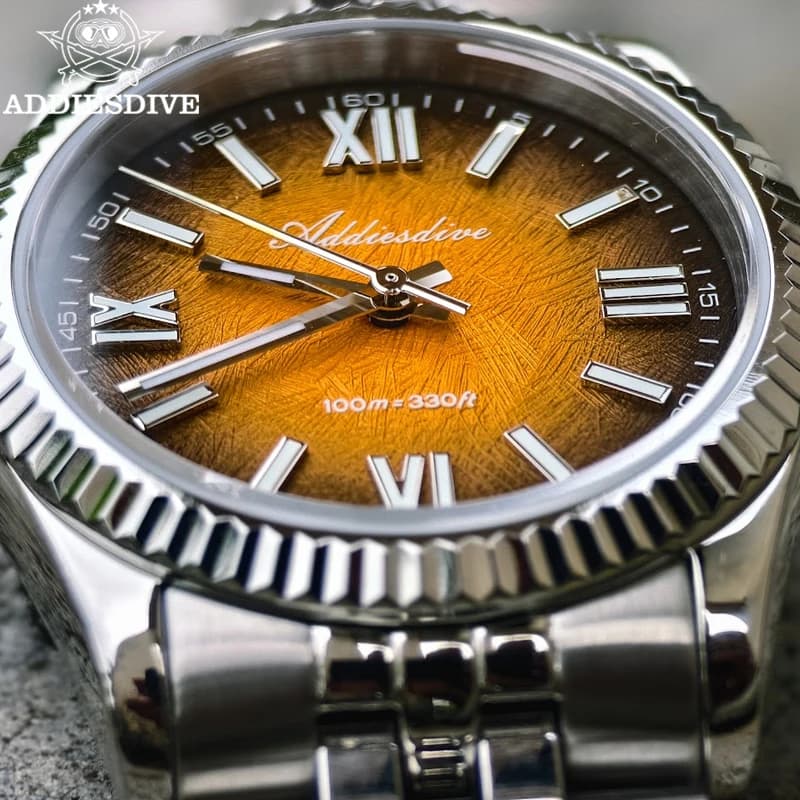 ADDIESDIVE New Quartz Watch For Men Sapphire AR Coated Glass 10Bar Waterproof Diving Luminous 36mm Luxury VH31 Men Wristwatch