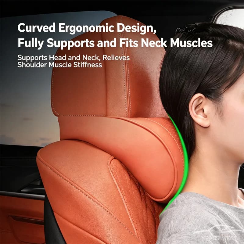 Perforated Breathable Microfiber Leather Car Headrest & Lumbar Support Set, Memory Foam Neck Pillow Auto Waist Cushion