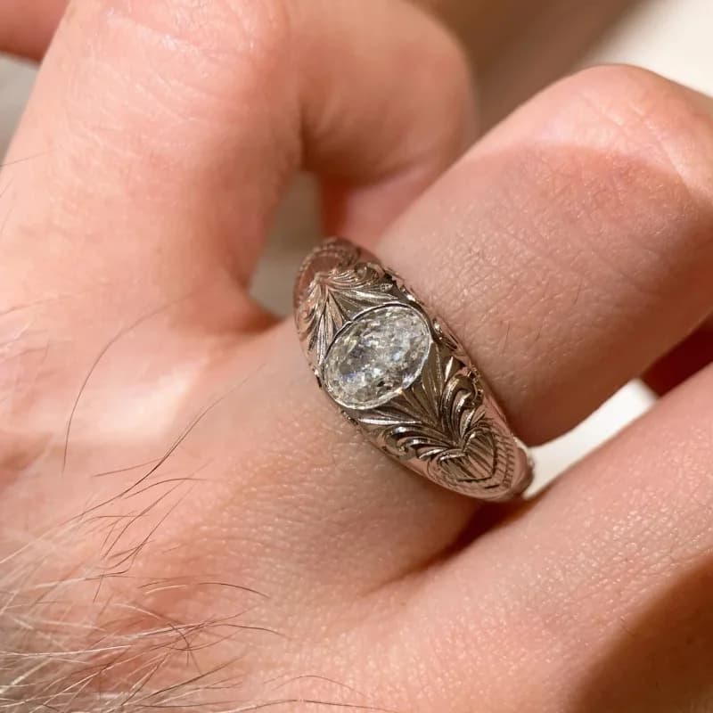 925 Sterling Silver Light Luxury Retro Embossed Rings For Women Exquisite Elliptical Ring With Gem Gift Wedding Jewelry