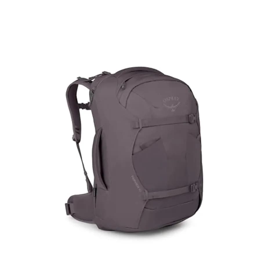 Zaino da viaggio Fairview 40L da donna, borsa da viaggio con scomparto per laptop e tasca per articoli da toeletta, viola grafite