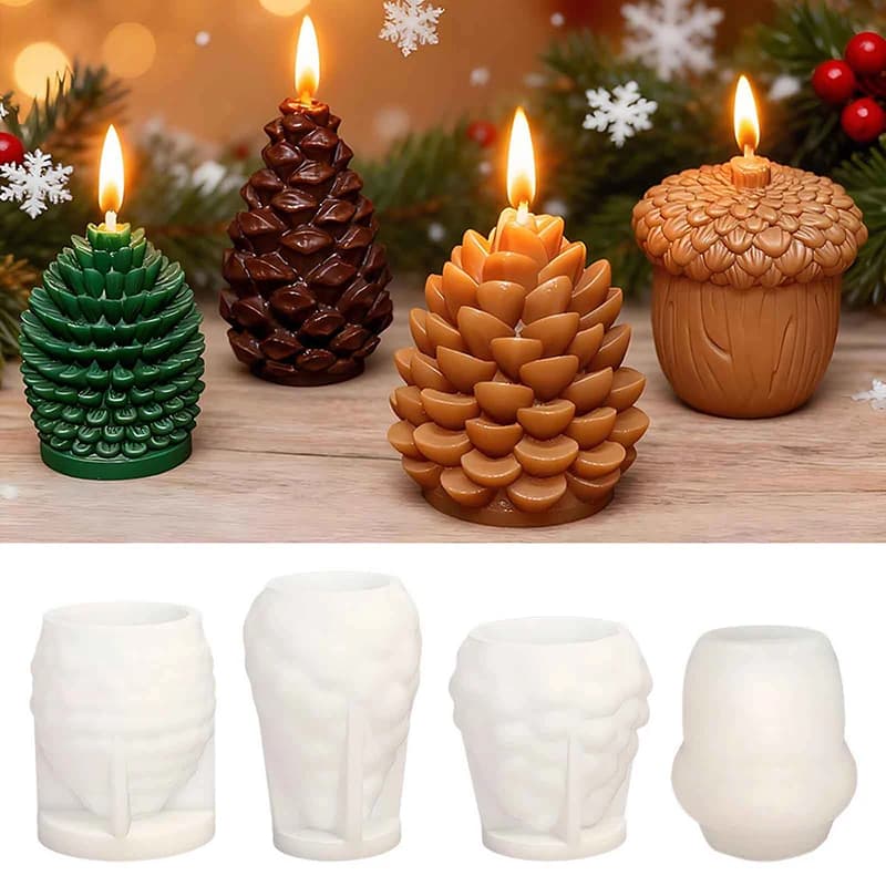 DIY Christmas Cedar Cone Mold Silicone Easy-to-release Oil Pine Cone Candle Mold Decorative Ornaments 3D Plaster Mold