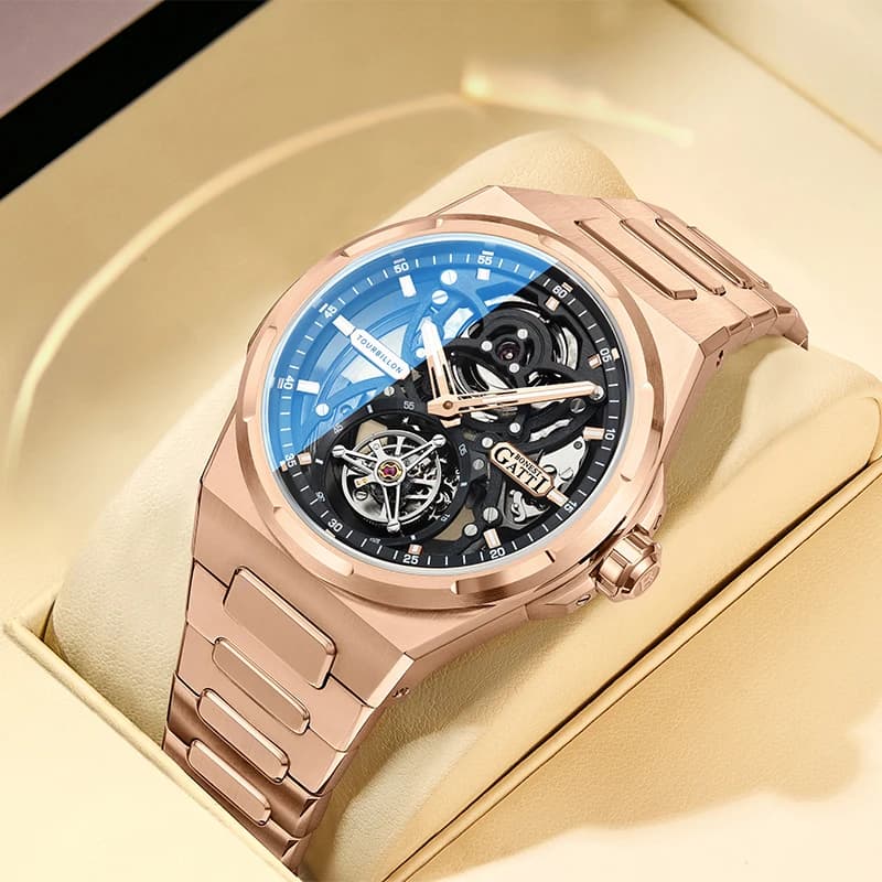 BONEST GATTI Brand BG7004 Mechanical Wristwatches Automatic Movement Luxury Watches Skeleton Watch For Man