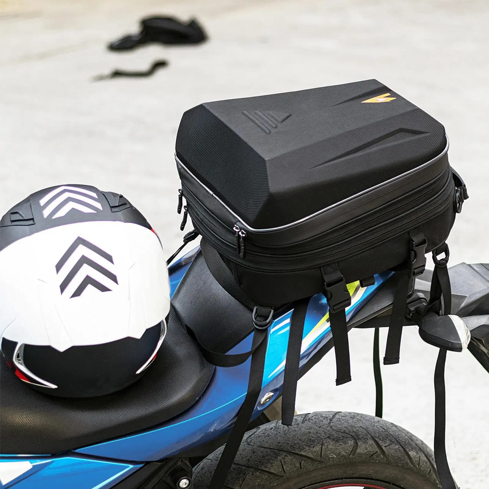 Motorcycle Saddle Bag 20L-28L Expandable Motorcycle Helmet Bag Scooter Dirt Bike Touring