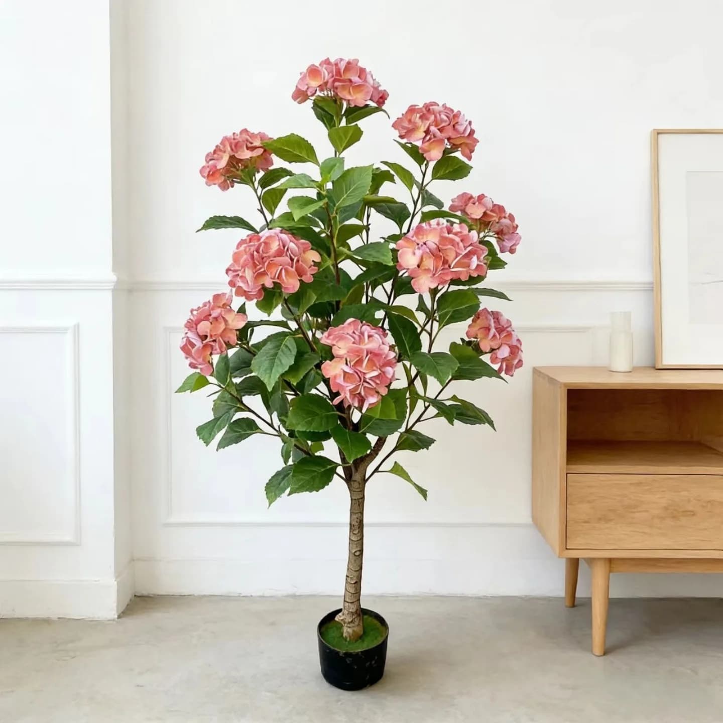 Simulated Hydrangea Potted Plant Indoor Living Room Light Luxury Decoration Ornament Floor-to-ceiling Simulated Hydrangea Tree