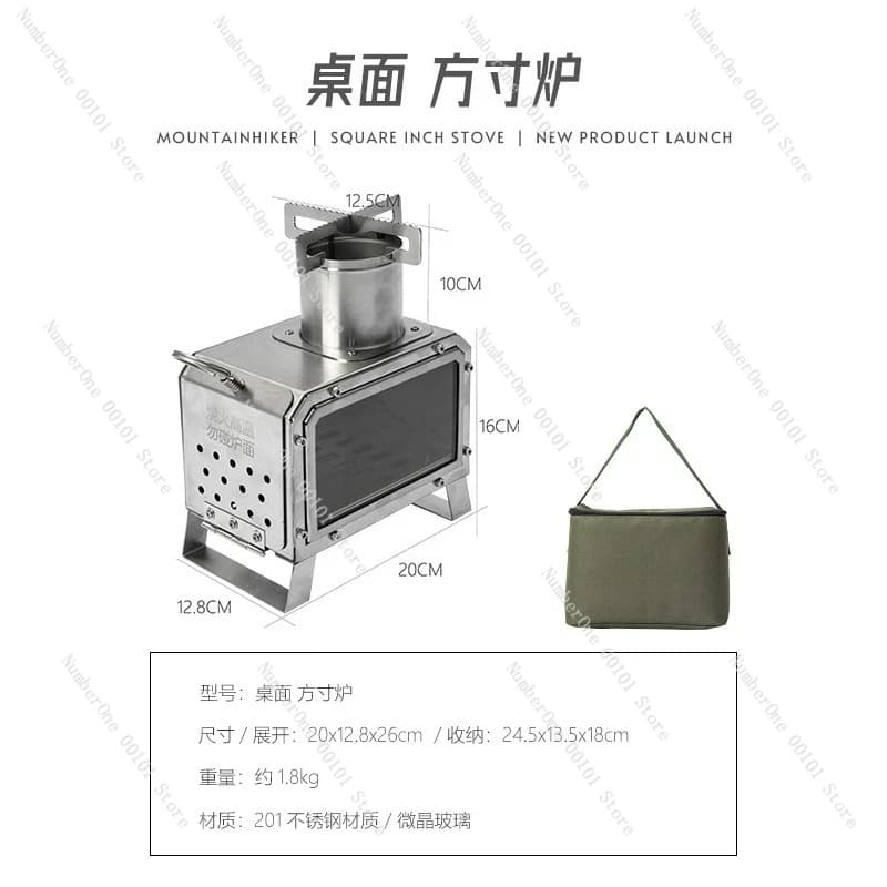 Outdoor camping tent heating stove camping portable stainless steel burning stove