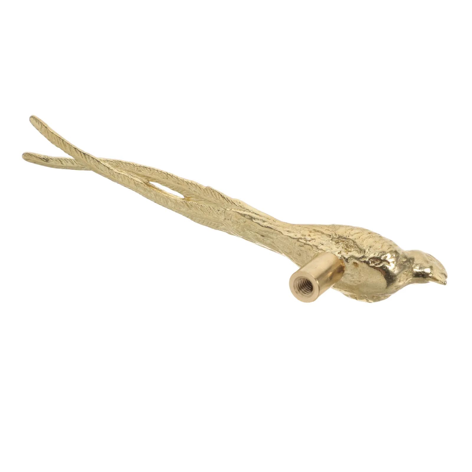 Maniglia per mobile in ottone con design unico a forma di uccello cinese a coda lunga, pomello decorativo per cassetti e ante di mobili