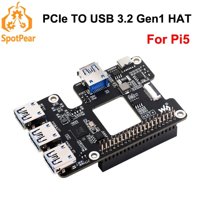 Raspberry Pi5 PCIe a USB 3.2 Gen1 HAT PCIe a USB HUB board per Pi5