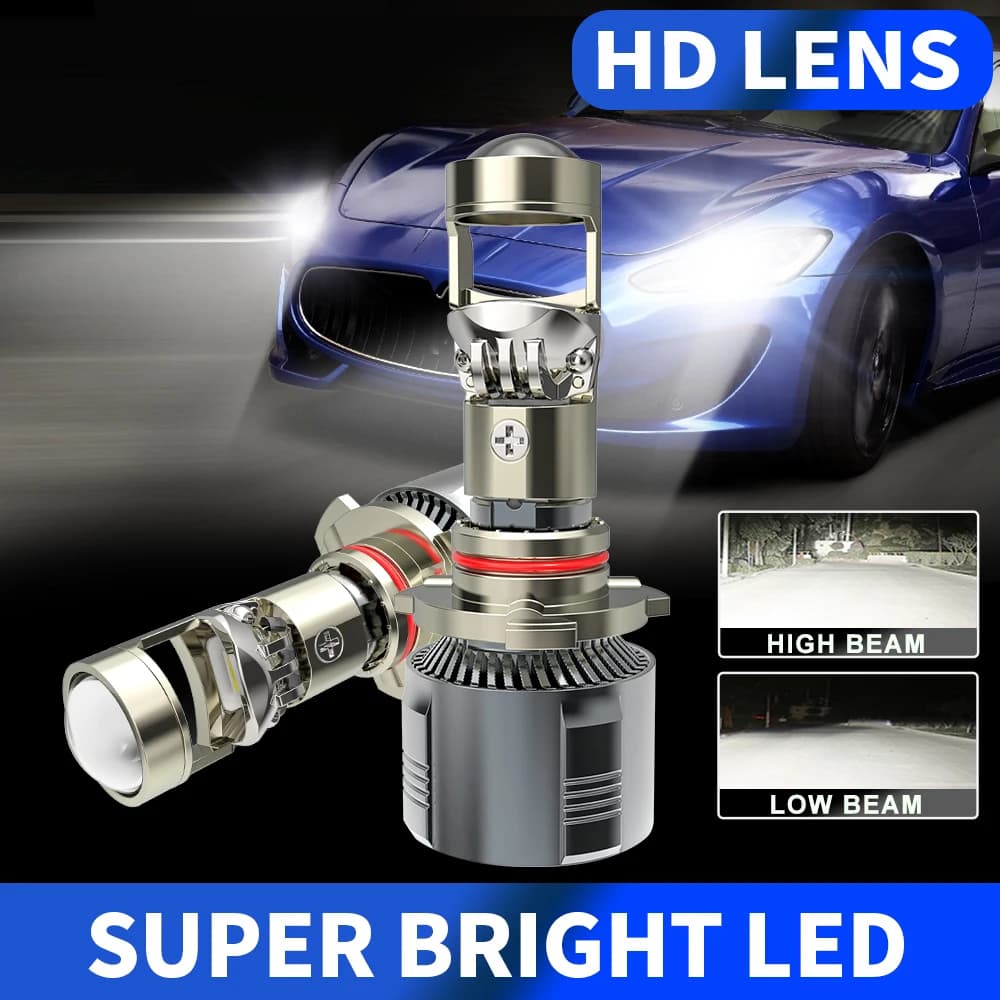Fari a LED HAOLIDE Mini Projector Lens per auto, Plug and Play, ad alta potenza, lampadine HB3 HB4 9005 9006 H4 H7 per uso fuoristrada.